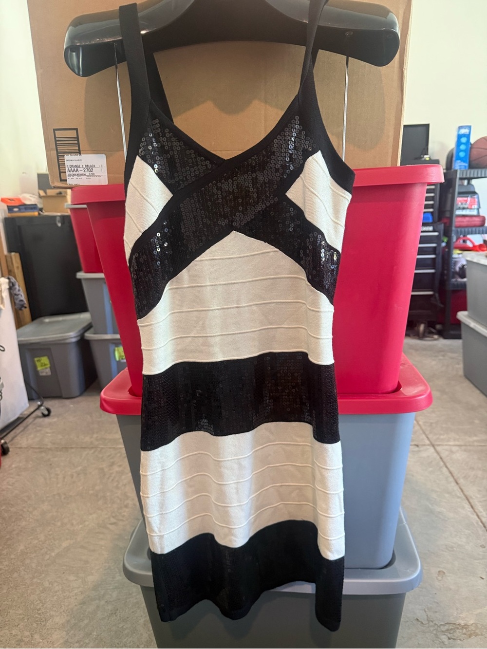 Black & White Sequin Stripe Slip Dress p45